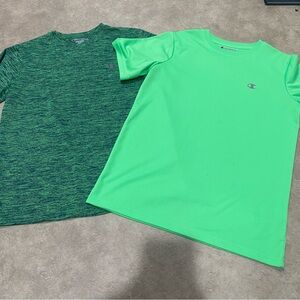 Champion Duo: Boys Heather Green and Bright Green Tees Sz 14/16